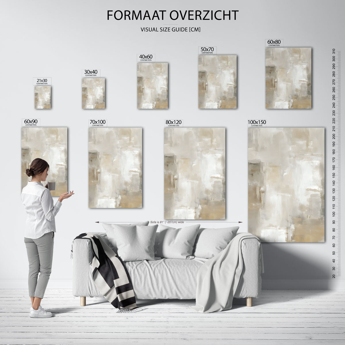 Abstracte beige en grijze vlakken Poster