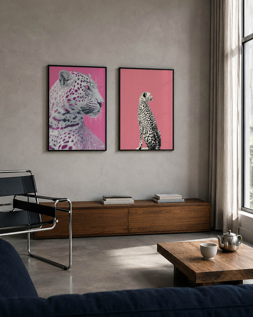 Roze luipaard portret Posterset