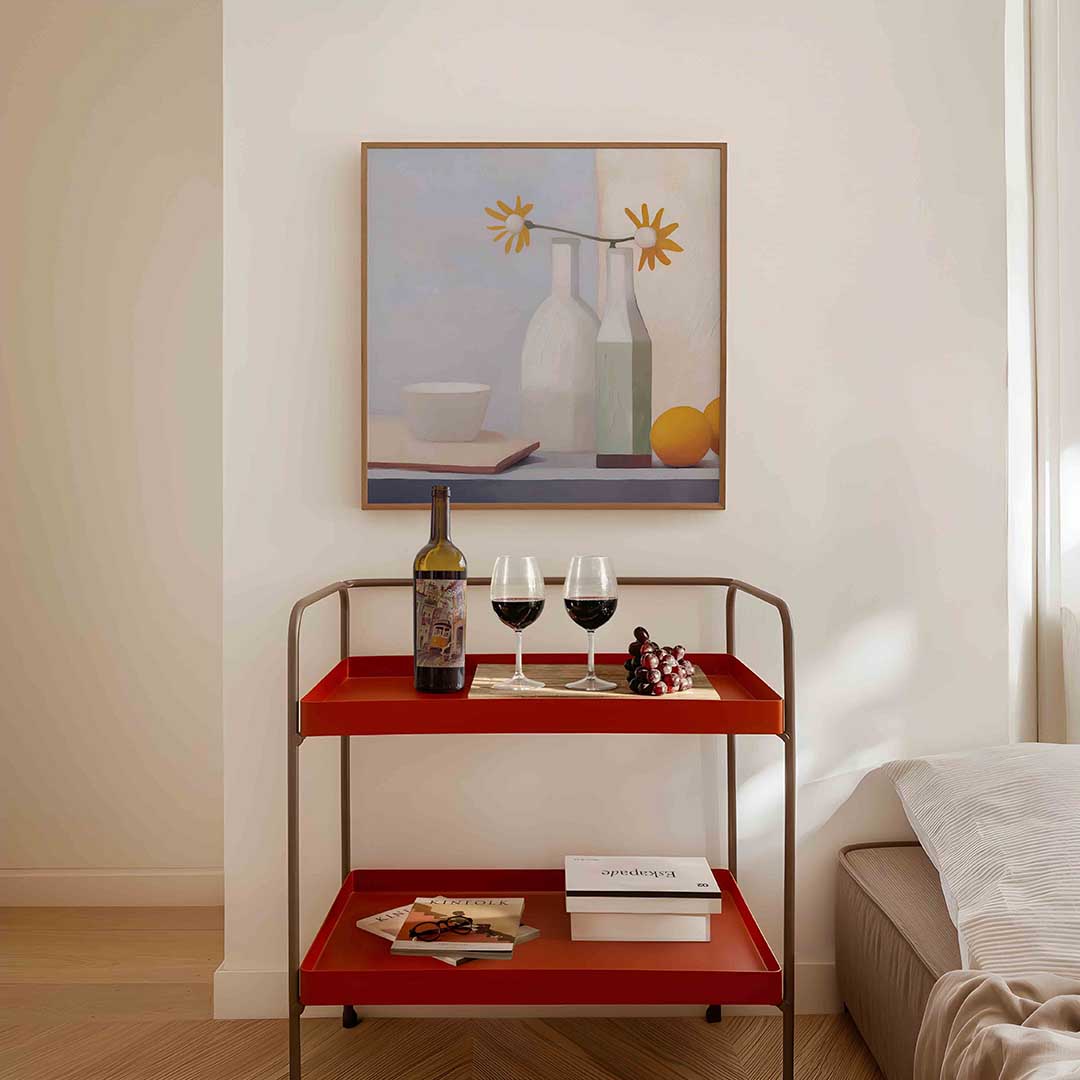 Stilleven met bloemen en fruit Poster