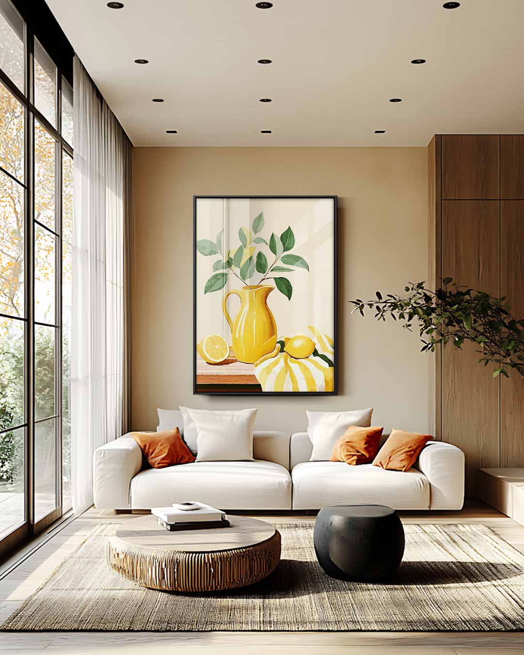 Zonnige Citroentafel Kunstwerk-canvas-dibond-plexiglas-wanddecoratie-WallArtistic