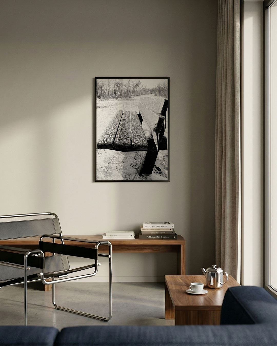 Ijsbank in winterlandschap Poster