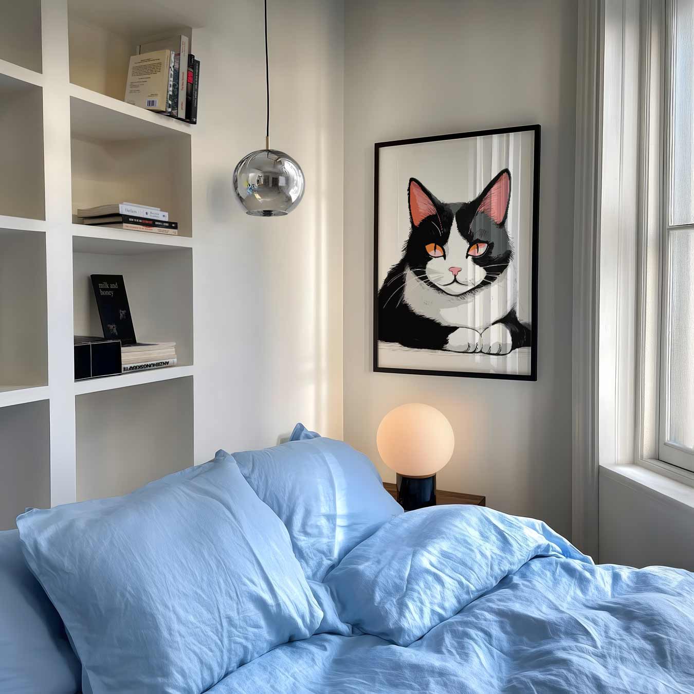 Chique Kattenportret in Zwart & Wit Poster-WallArtistic
