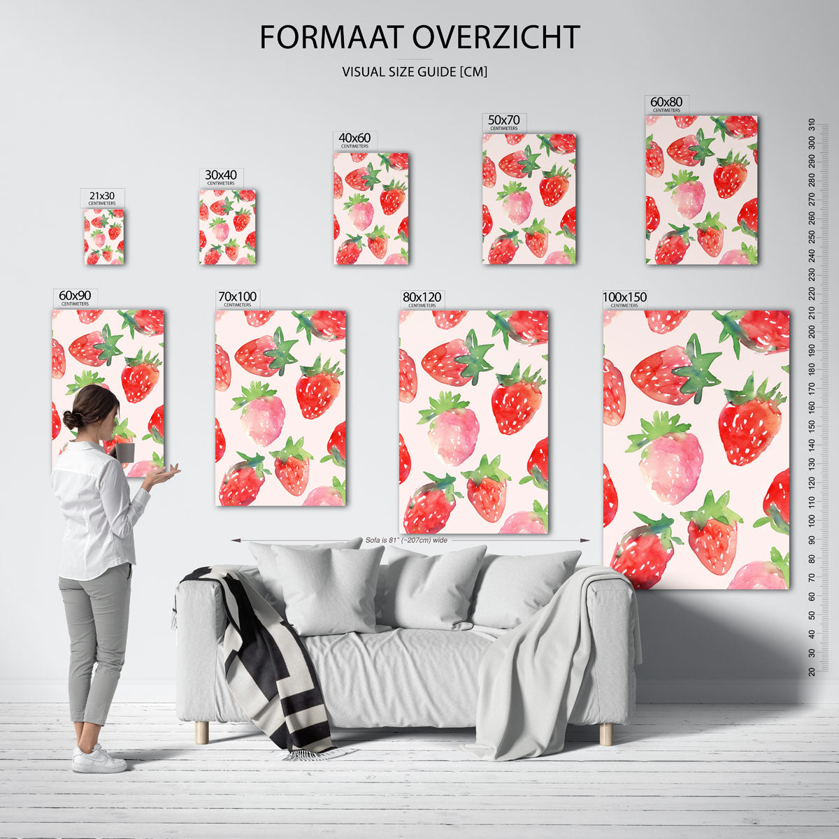 Aardbeien patroon Poster