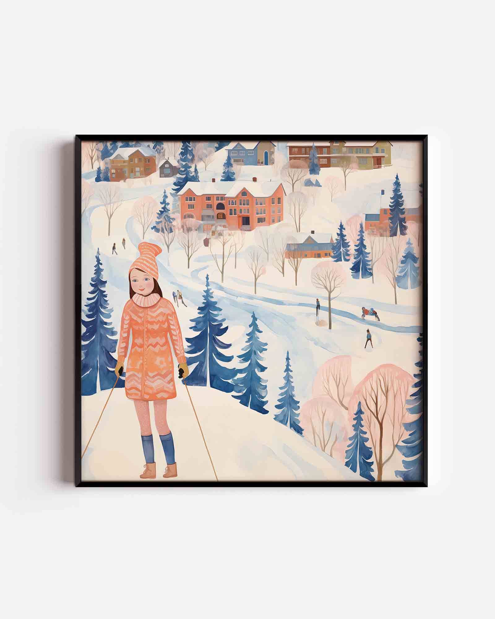 Winterlandschap met skiër Poster