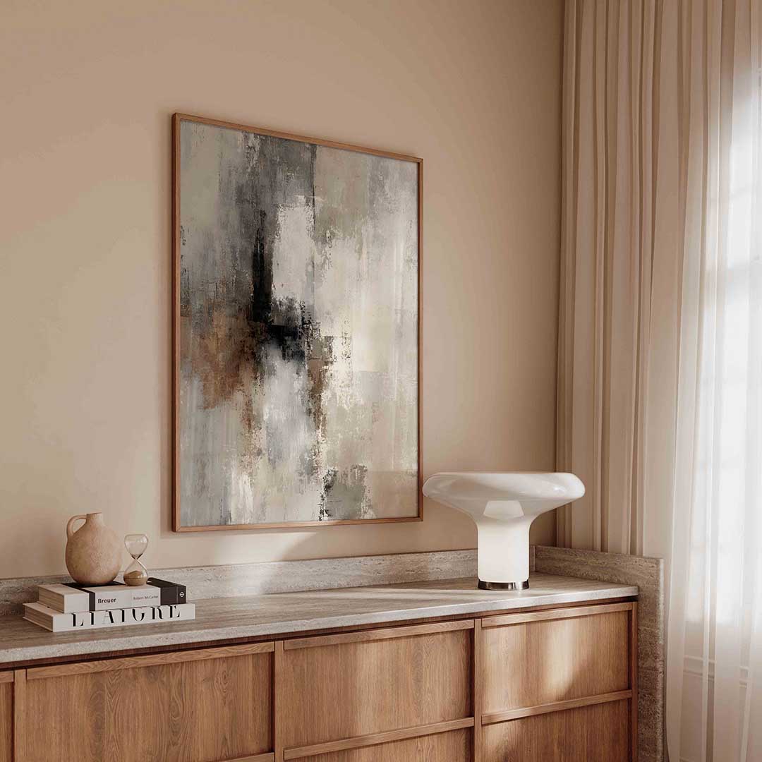 Abstracte beige en grijze Poster