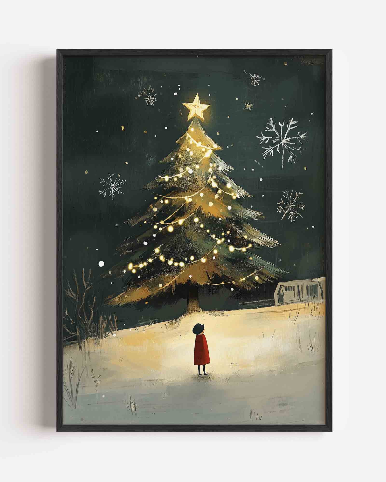 Kerstboom met kind Poster