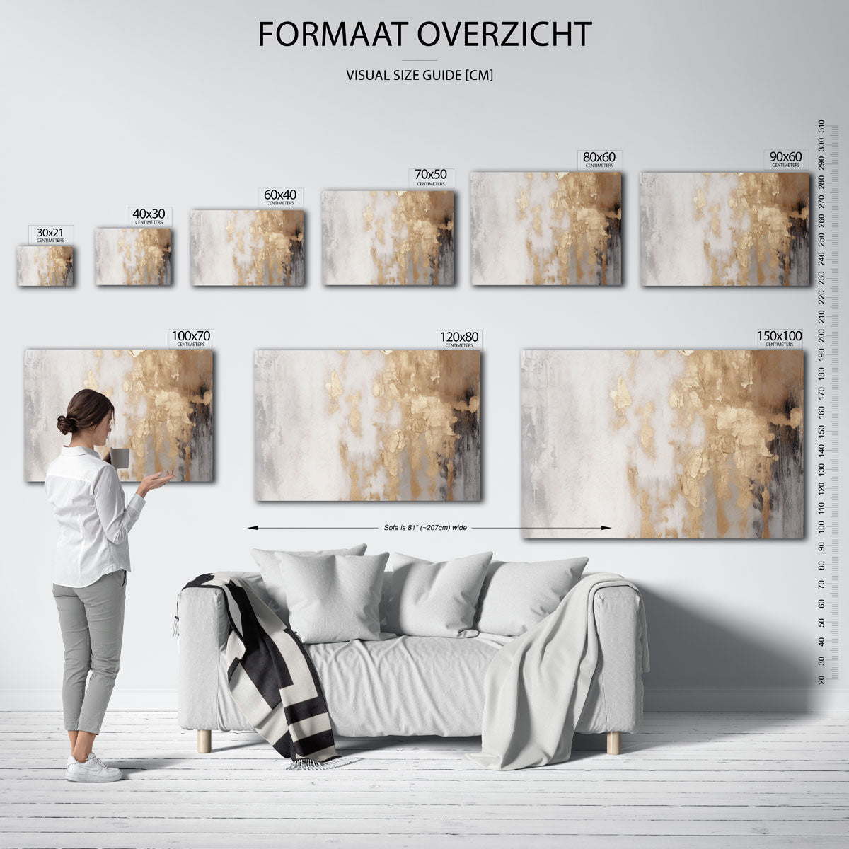 Abstracte beige en grijze Poster