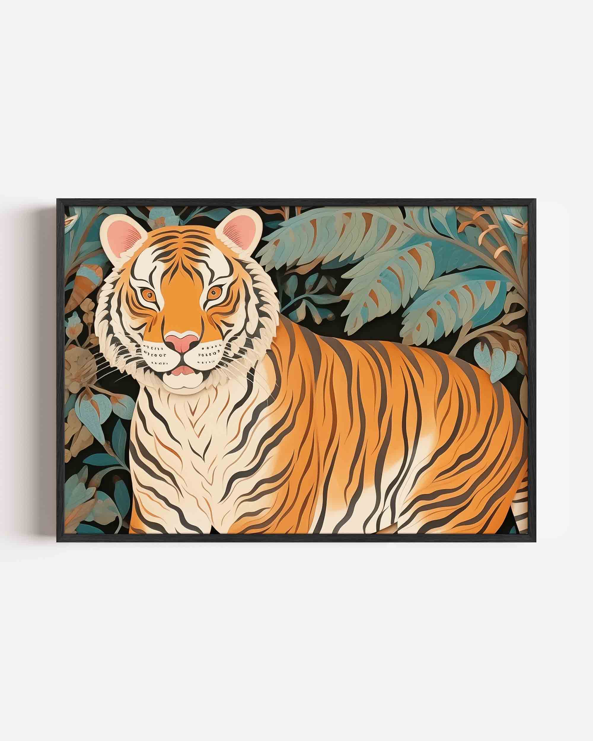 Tijger met bladeren Poster