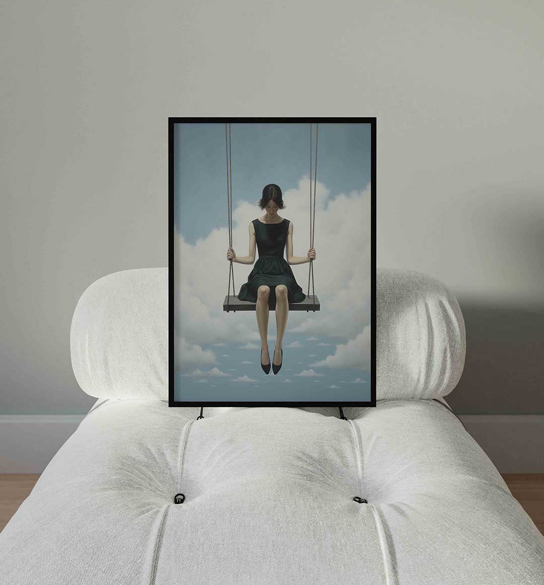 Vrouw op schommel Poster
