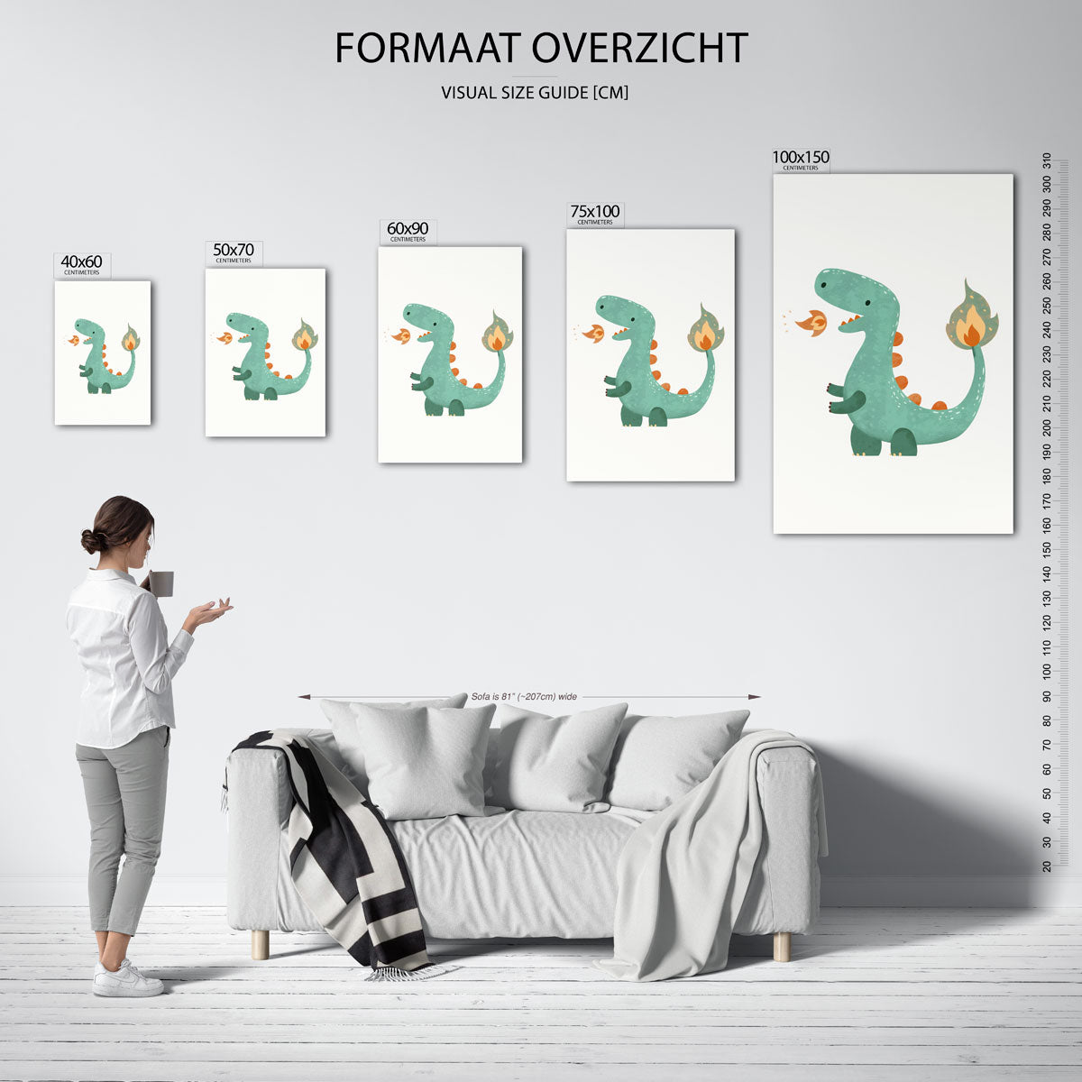 Speelse dinosaurus illustratie Kunstwerk