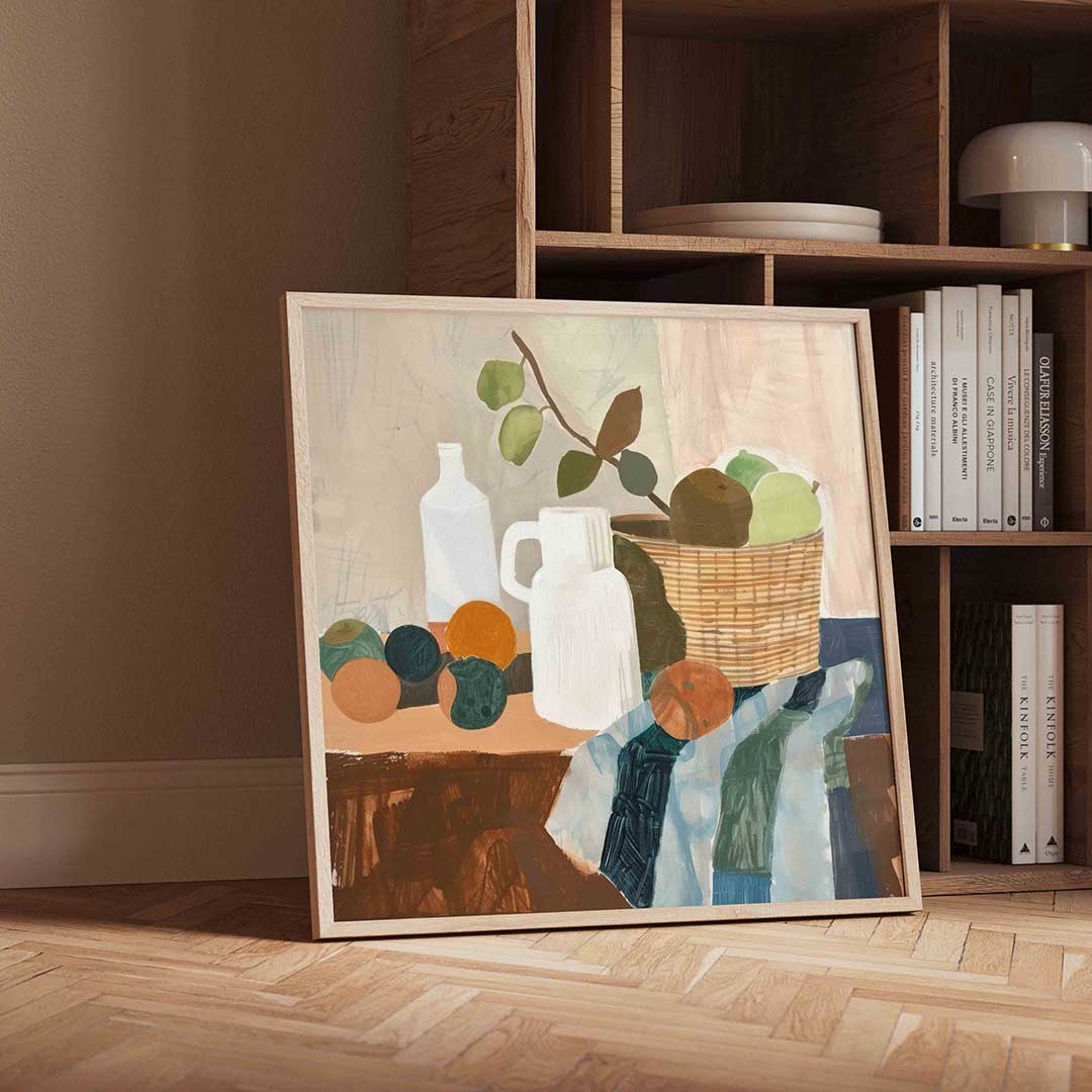 Stilleven met fruit en kruik Poster