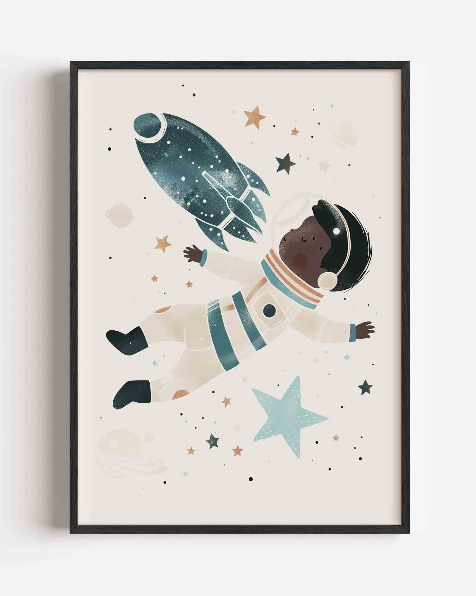 Astronaut en raket Poster