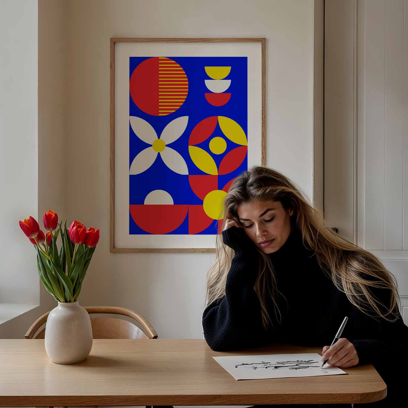 Kleurrijke Geometrische Bloemenkracht Poster-WallArtistic