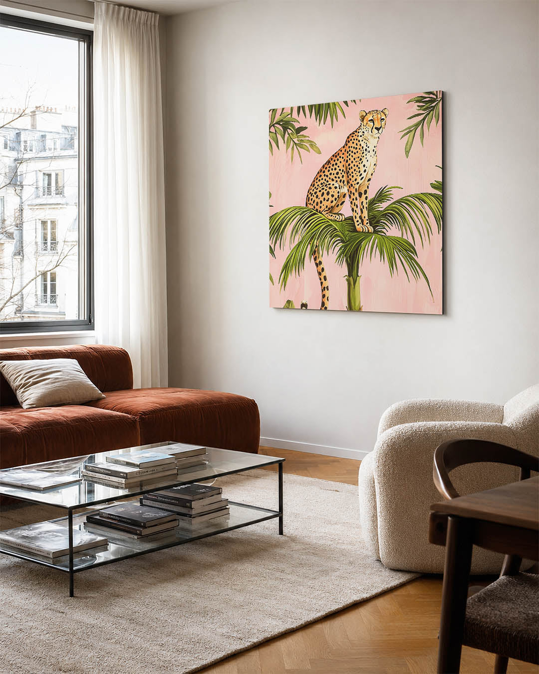 Luipaard op palm Kunstwerk