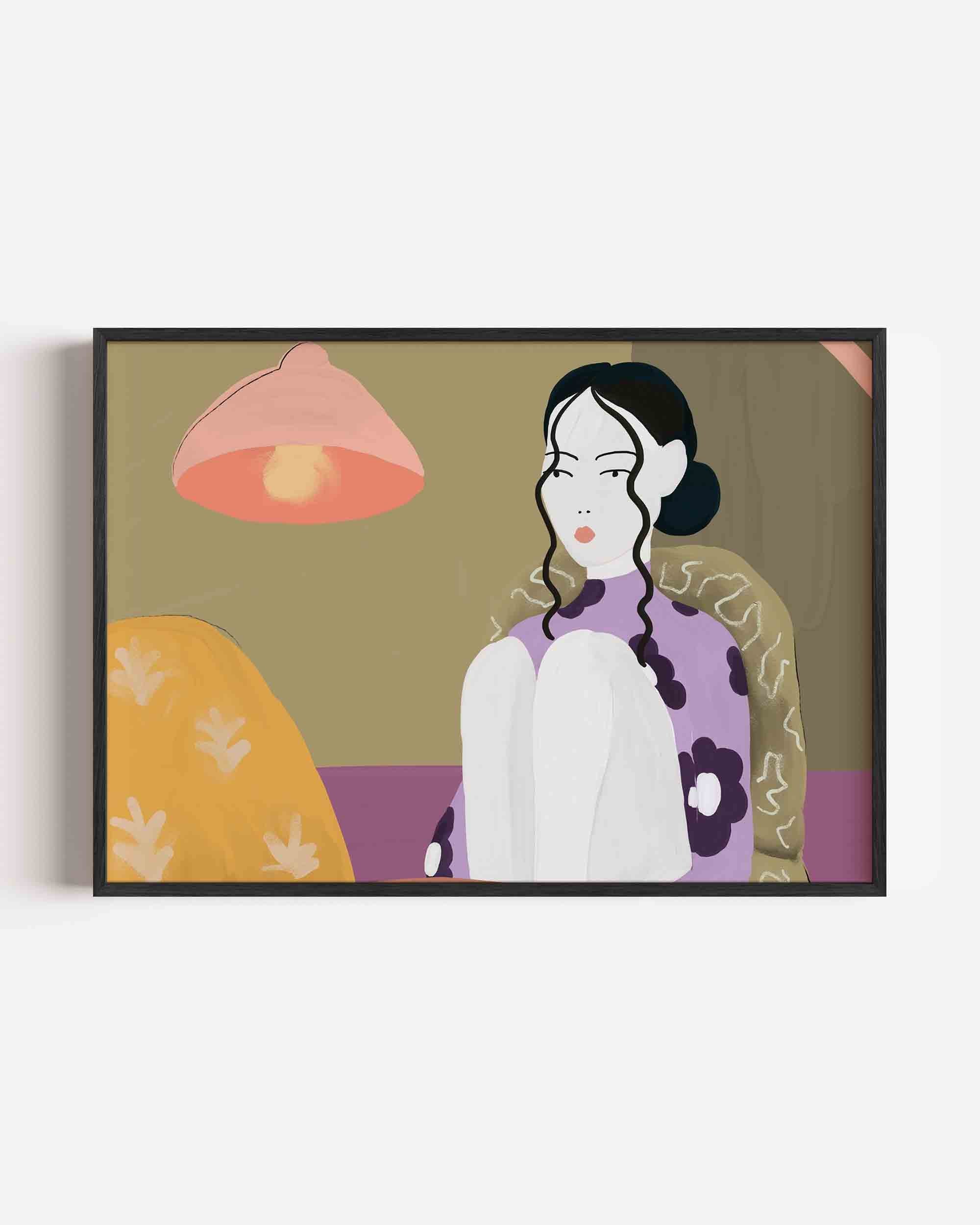 Vrouw met lamp Poster