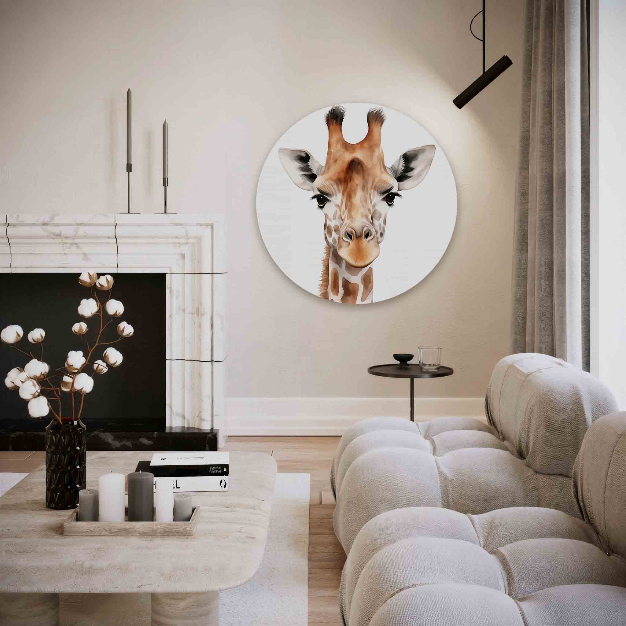 Giraffe portret Muurcirkel
