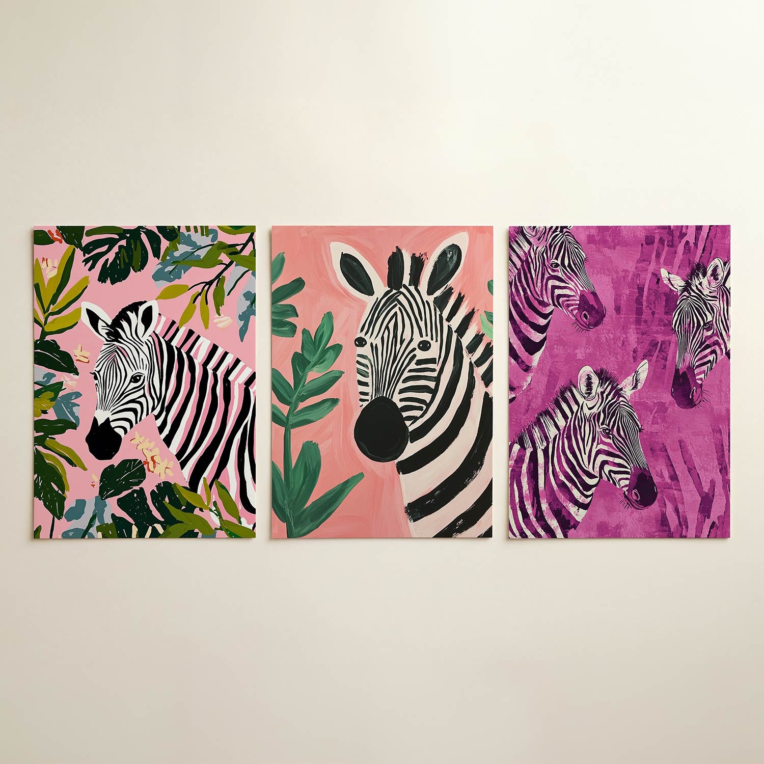 Zebra en bladeren Posterset