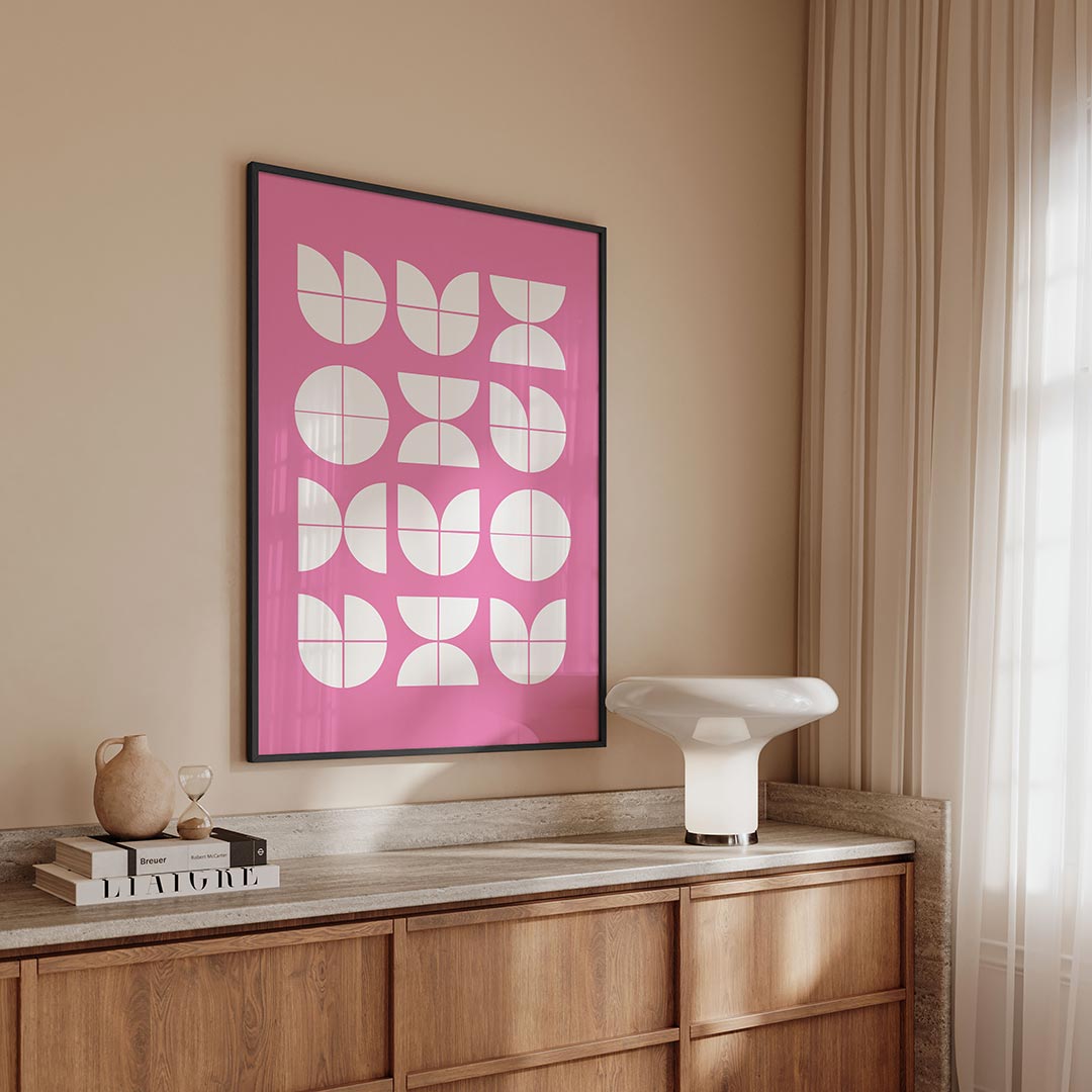 Vormenritme roze Poster