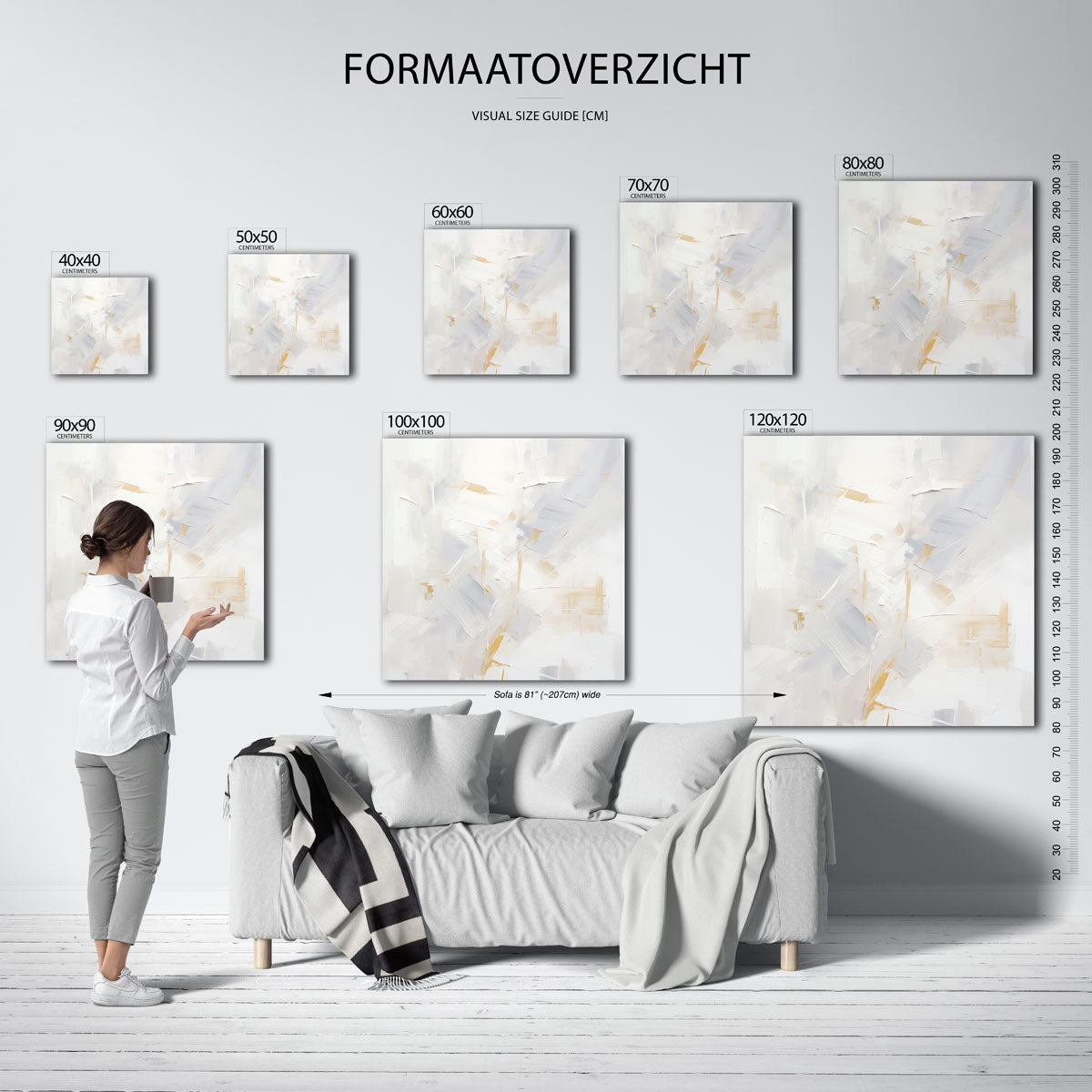 Abstracte beige en witte Poster