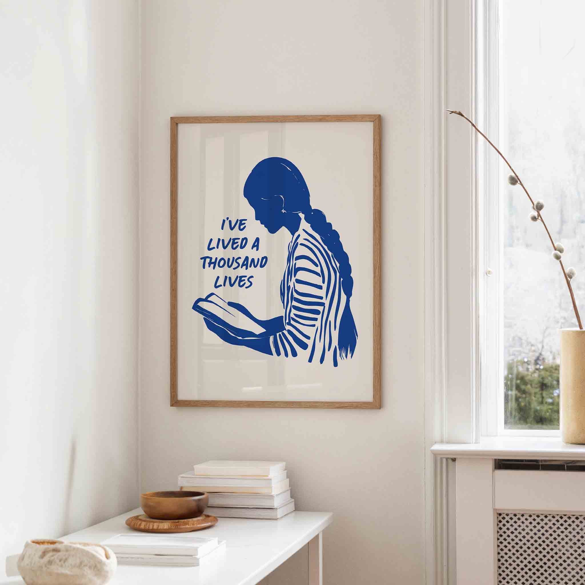 Lezend figuur met tekst Poster