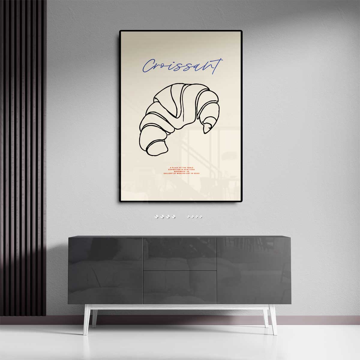 Croissant Line Art Kunstwerk-canvas-dibond-plexiglas-wanddecoratie-WallArtistic