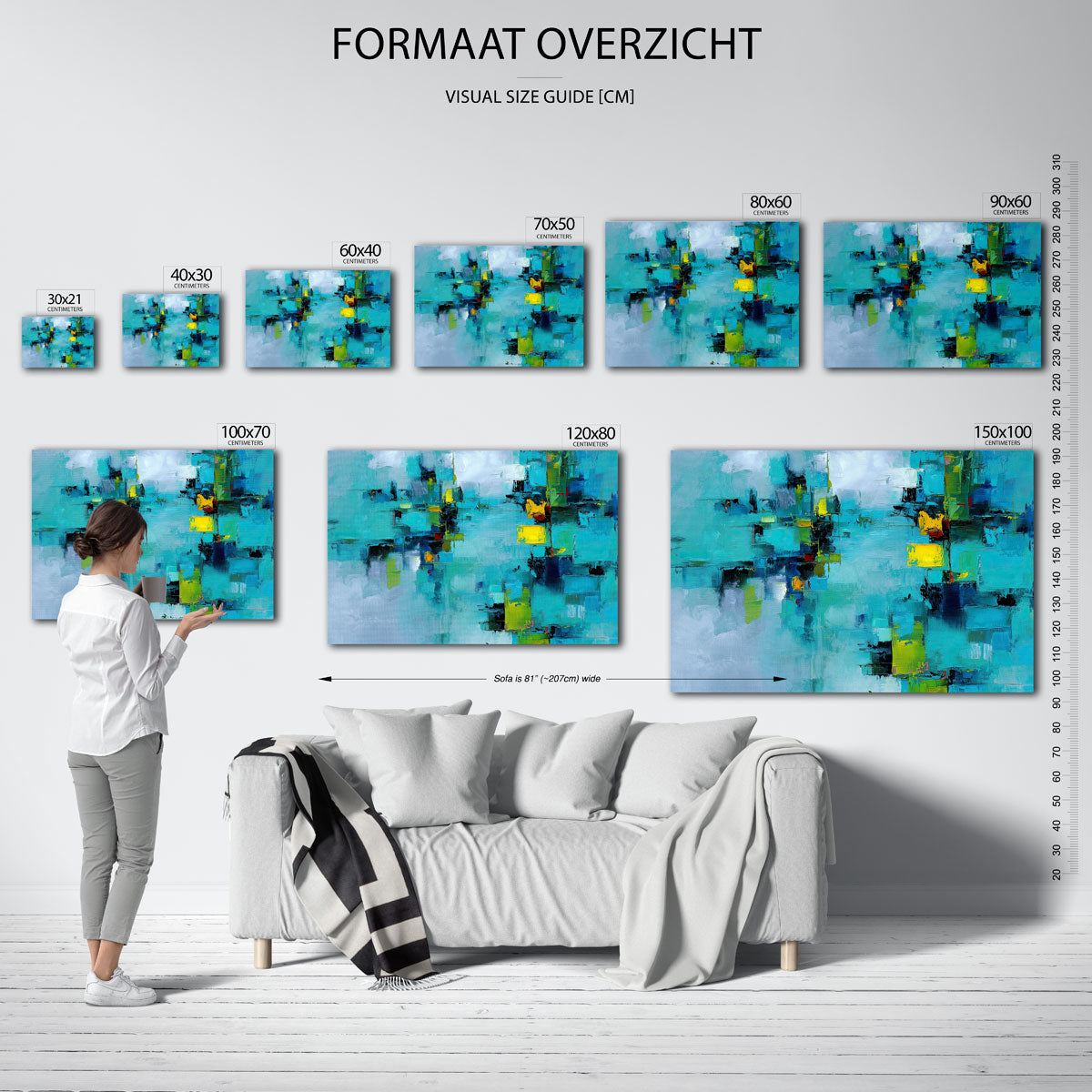 Abstracte blauwe compositie Poster