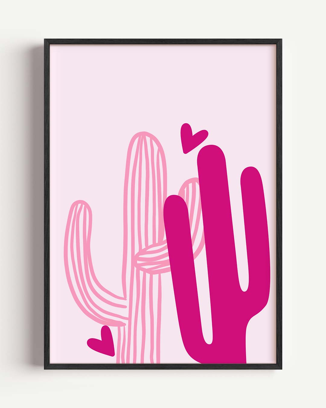 Vrolijke Cactus Harten Poster-WallArtistic