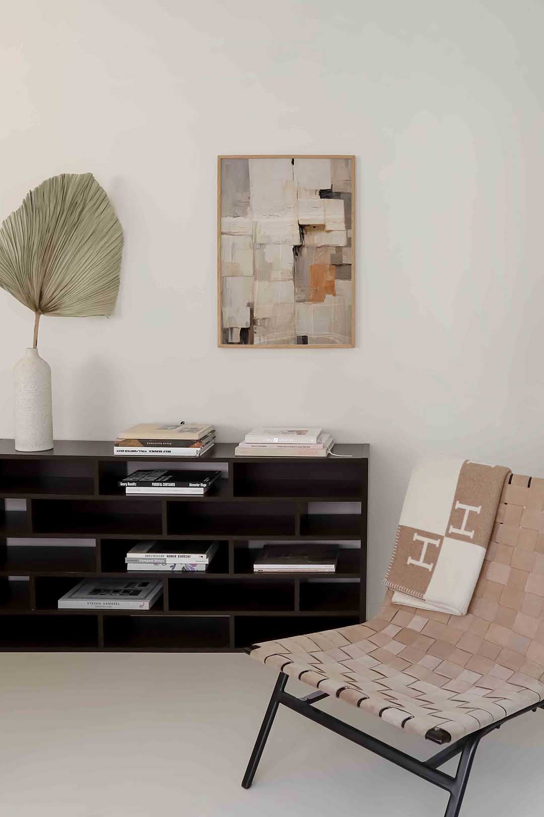 Abstracte beige en oranje Poster