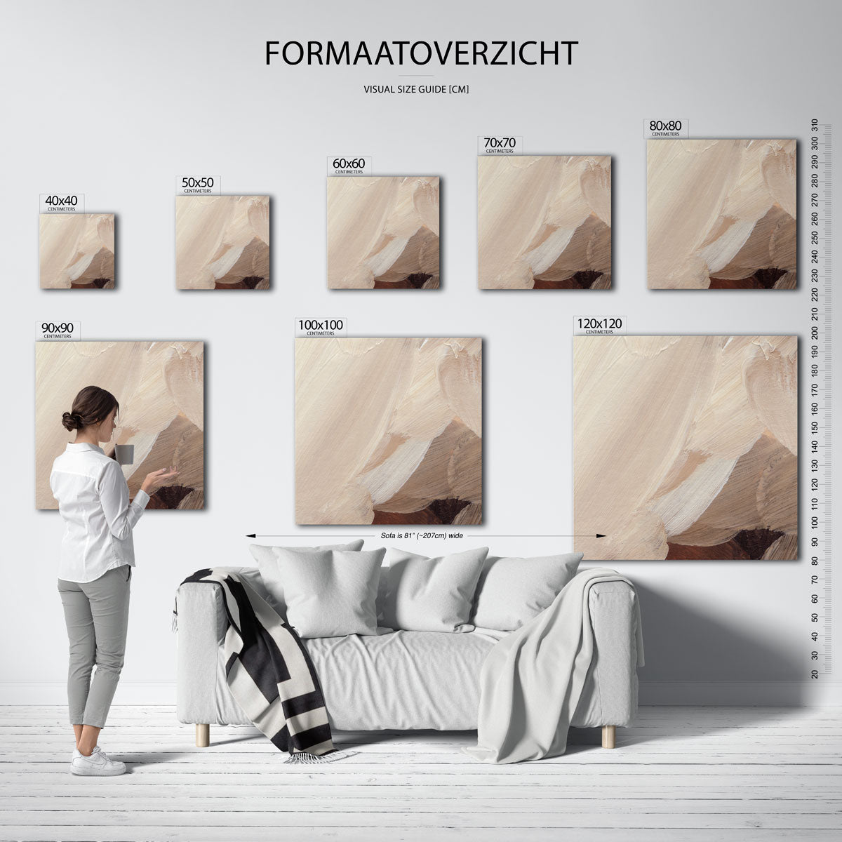 Beige en bruine abstracte Poster
