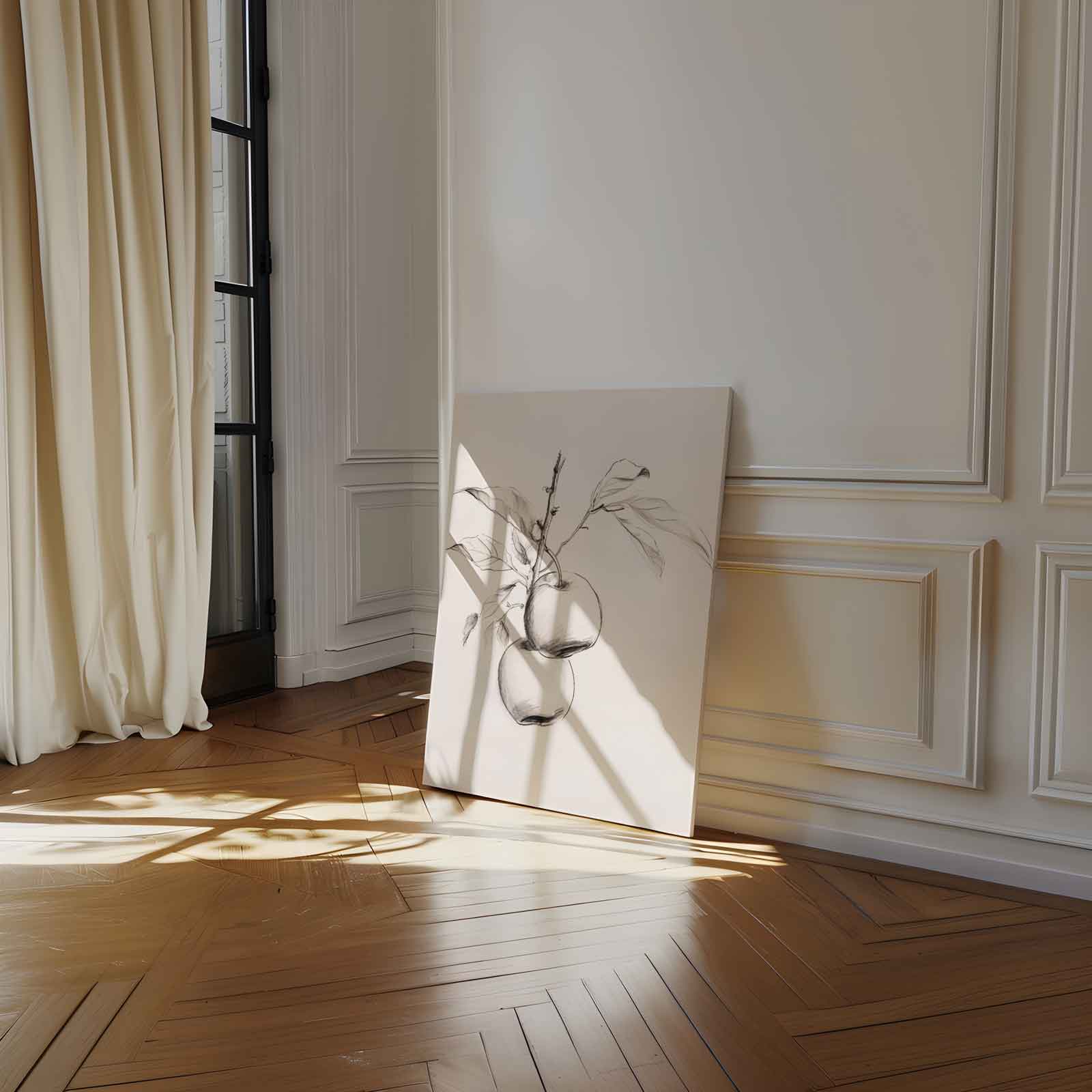 Sierlijke Potloodschets van Appeltak Kunstwerk-canvas-dibond-plexiglas-wanddecoratie-WallArtistic