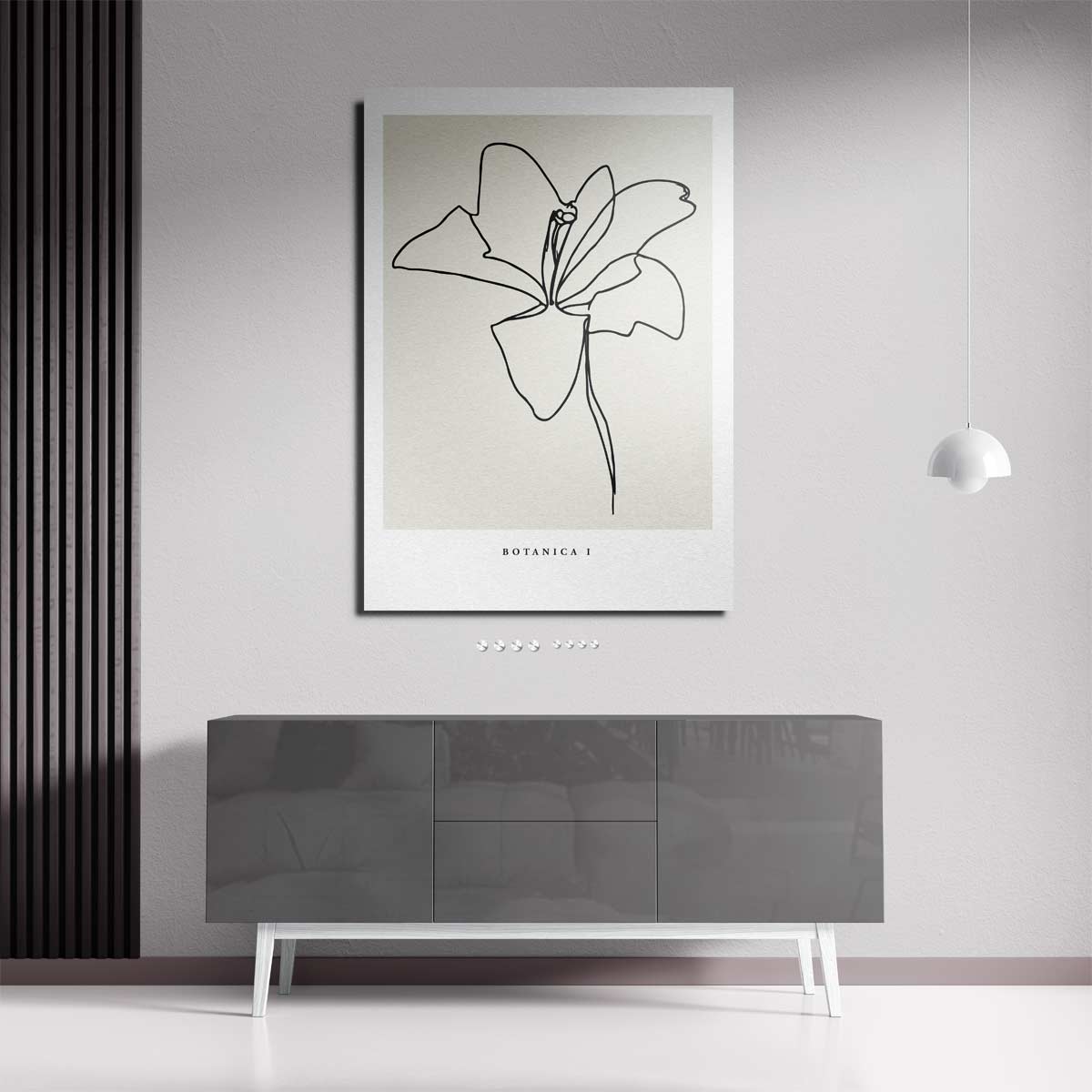Elegante Bloemenlijntekening Kunstwerk-canvas-dibond-plexiglas-wanddecoratie-WallArtistic