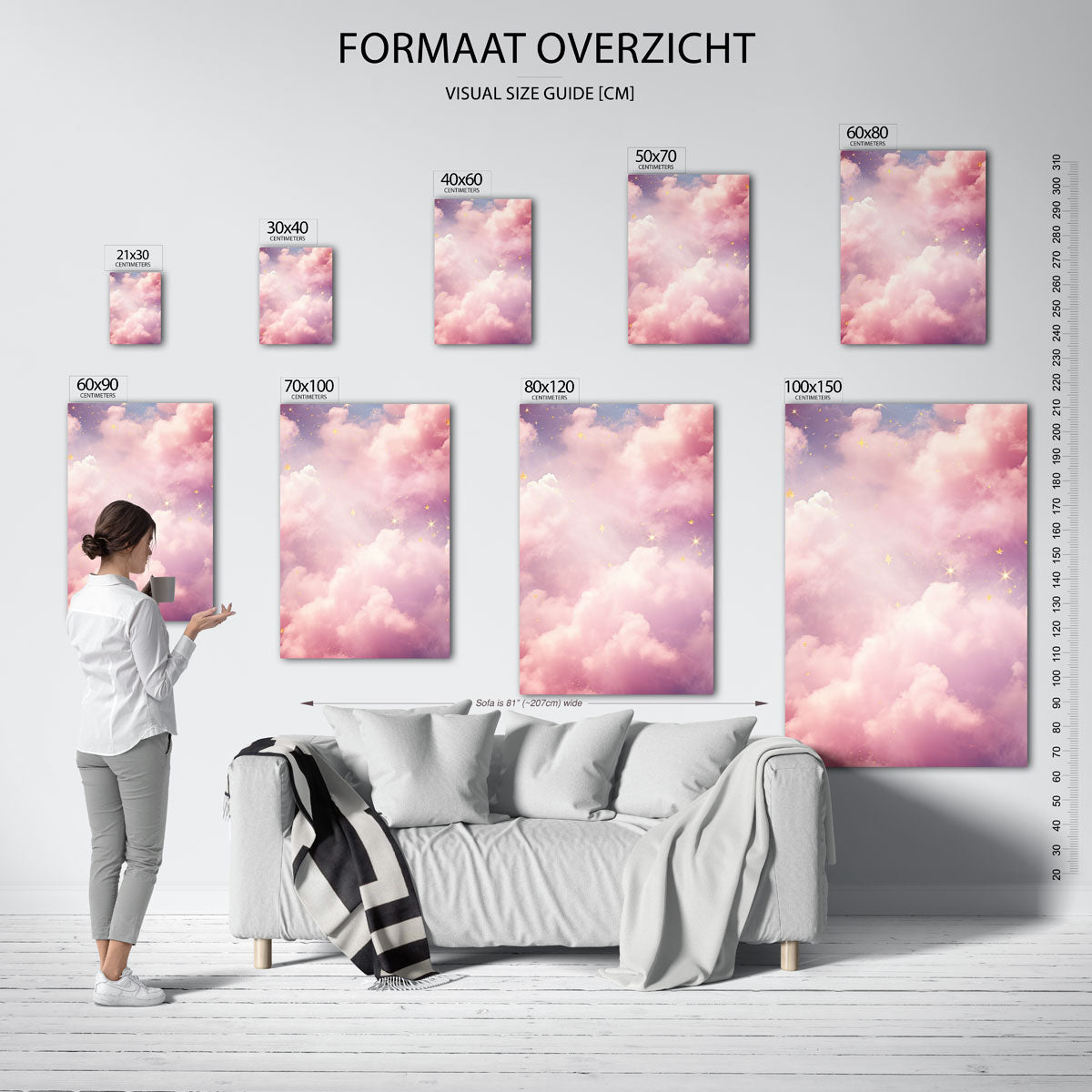 Roze wolken en sterren Poster