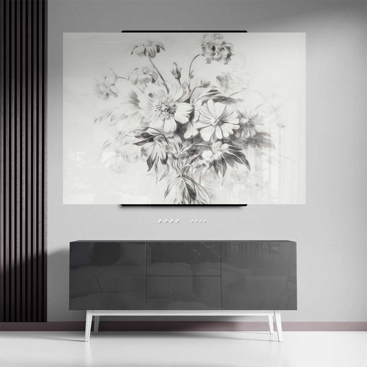Bloemenpracht in Potlood Kunstwerk-canvas-dibond-plexiglas-wanddecoratie-WallArtistic