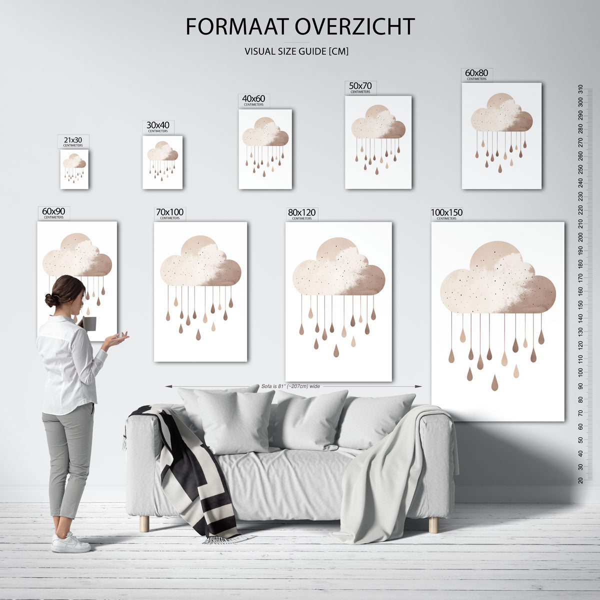 Wolk met regendruppels Poster