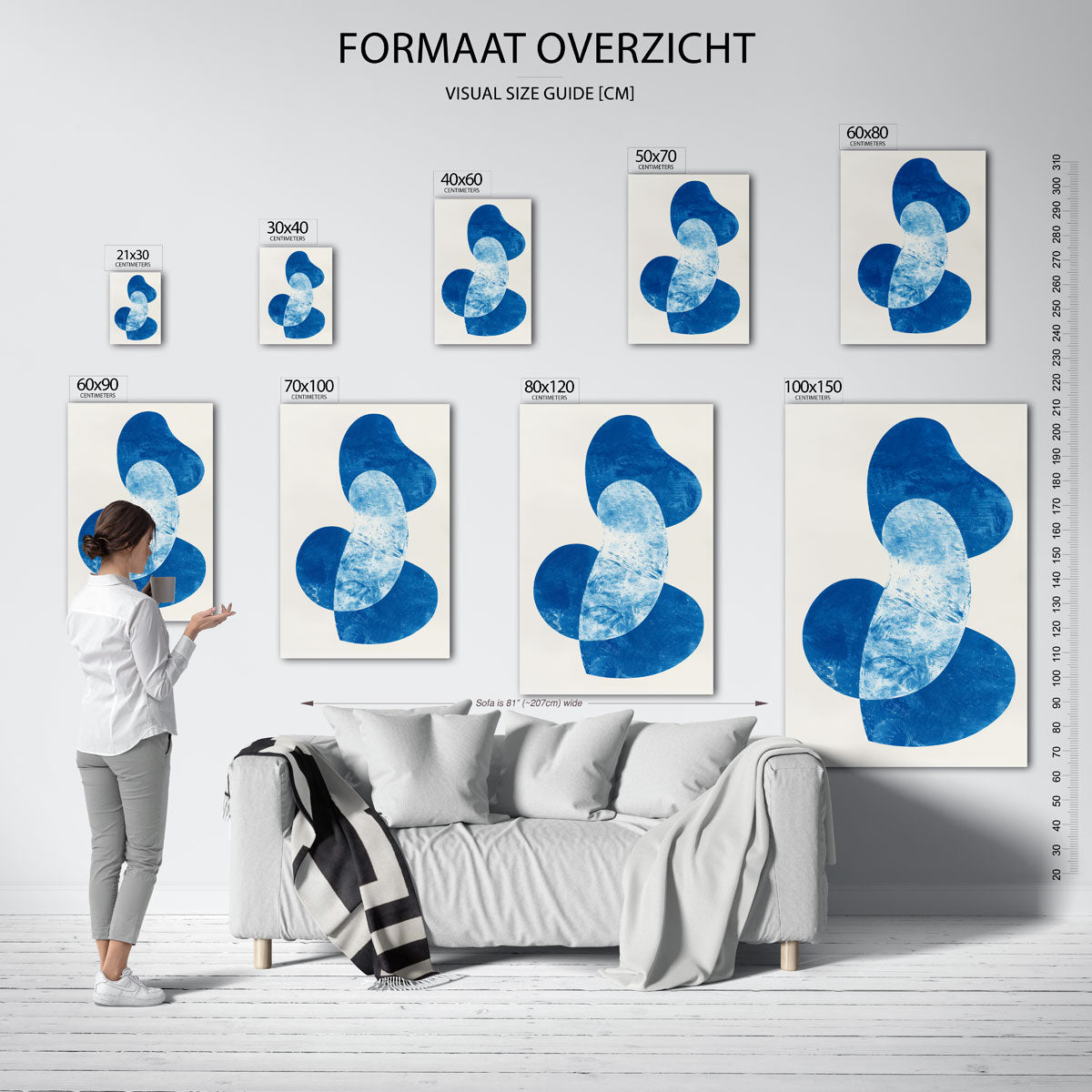 Abstracte blauwe vormen Poster