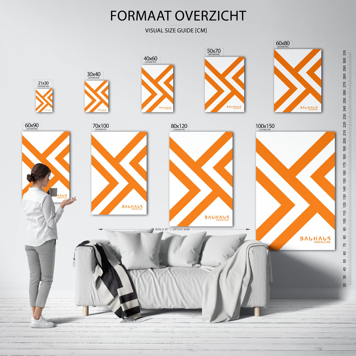 Oranje lijnenspel Poster