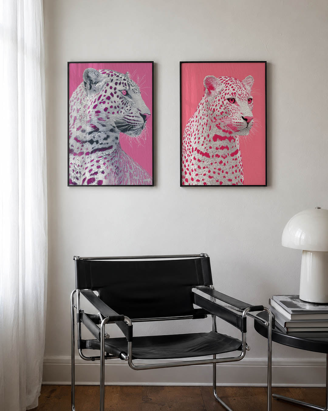 Roze luipaard portret Posterset