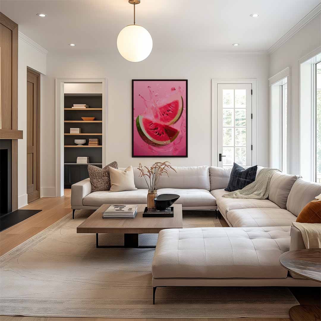 Spetterende Watermeloen Kunstwerk Kunstwerk-canvas-dibond-plexiglas-wanddecoratie-WallArtistic