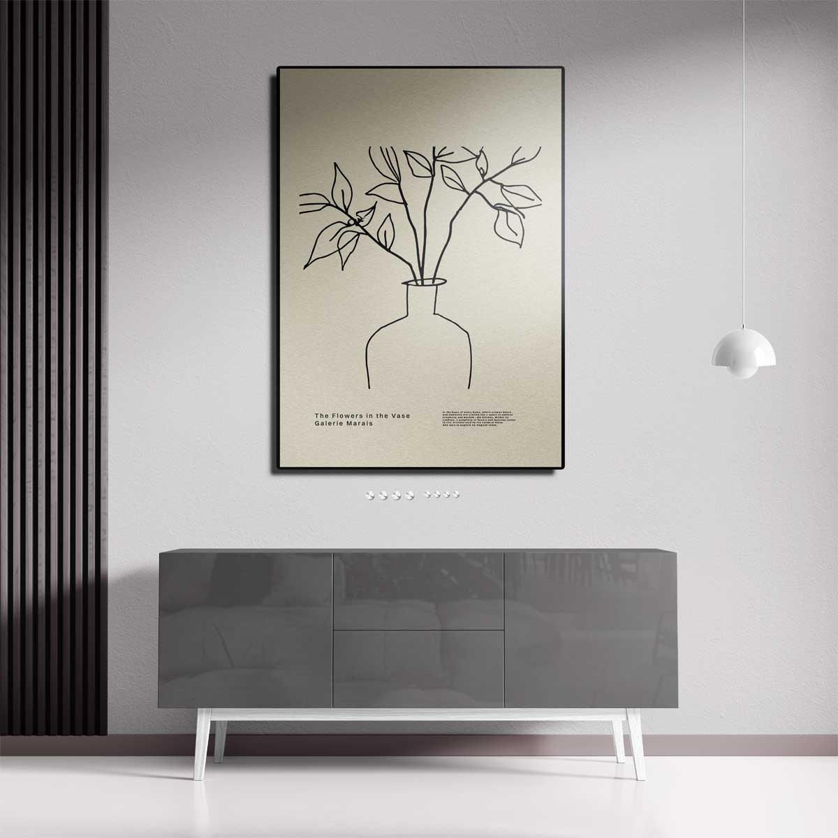 Elegante Lijnen Bloemenvaas Kunstwerk-canvas-dibond-plexiglas-wanddecoratie-WallArtistic
