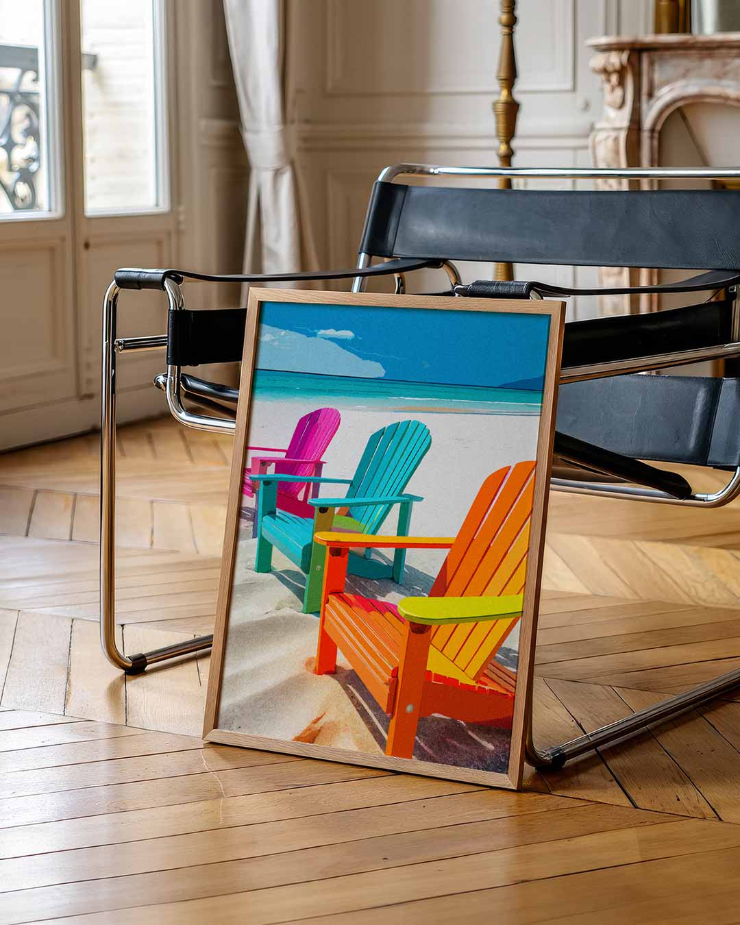 Kleurrijke Strandstoelen Poster-WallArtistic