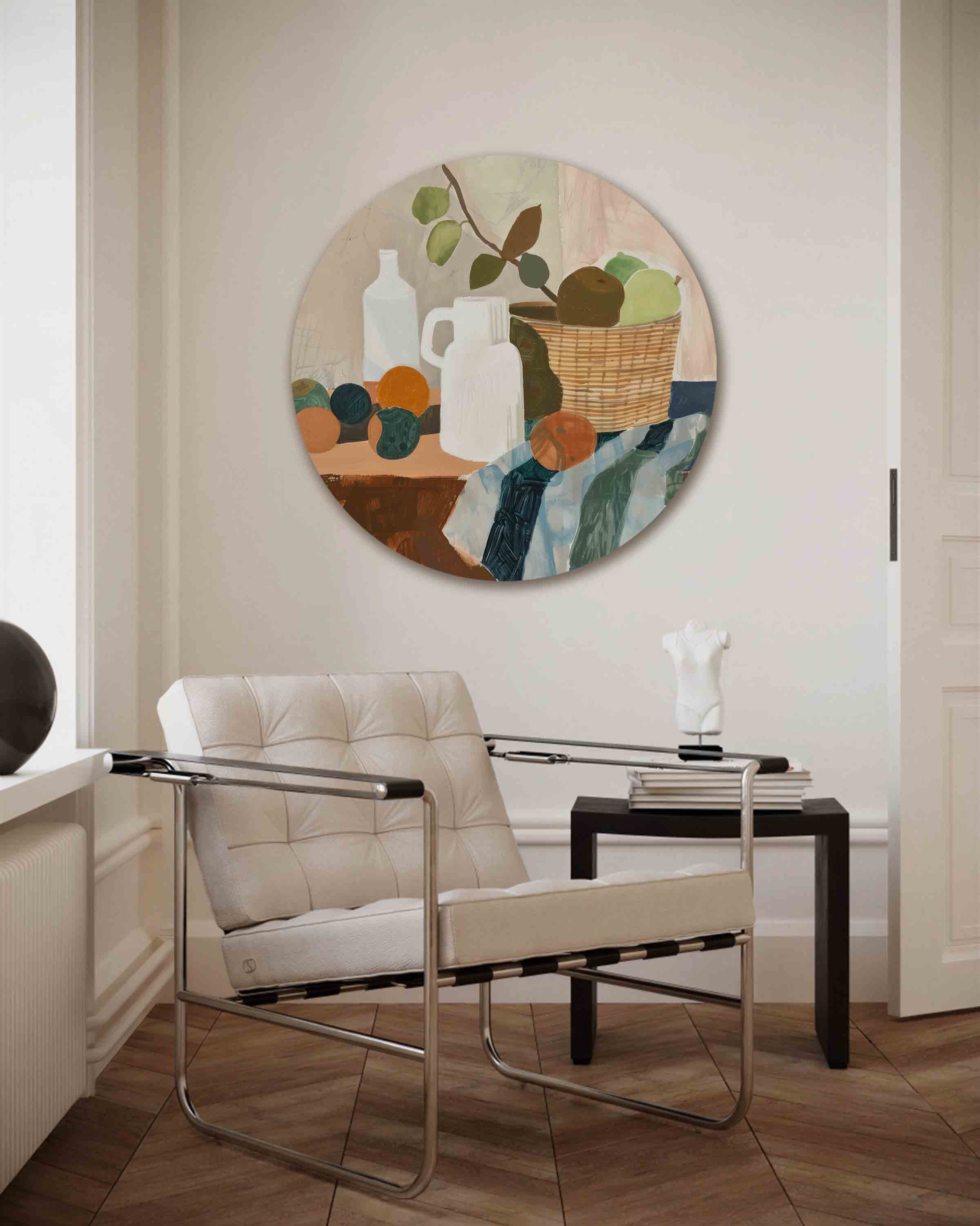 Stilleven met fruit en mand Muurcirkel