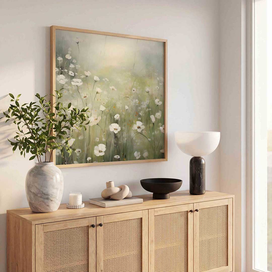 Witte bloemen Poster