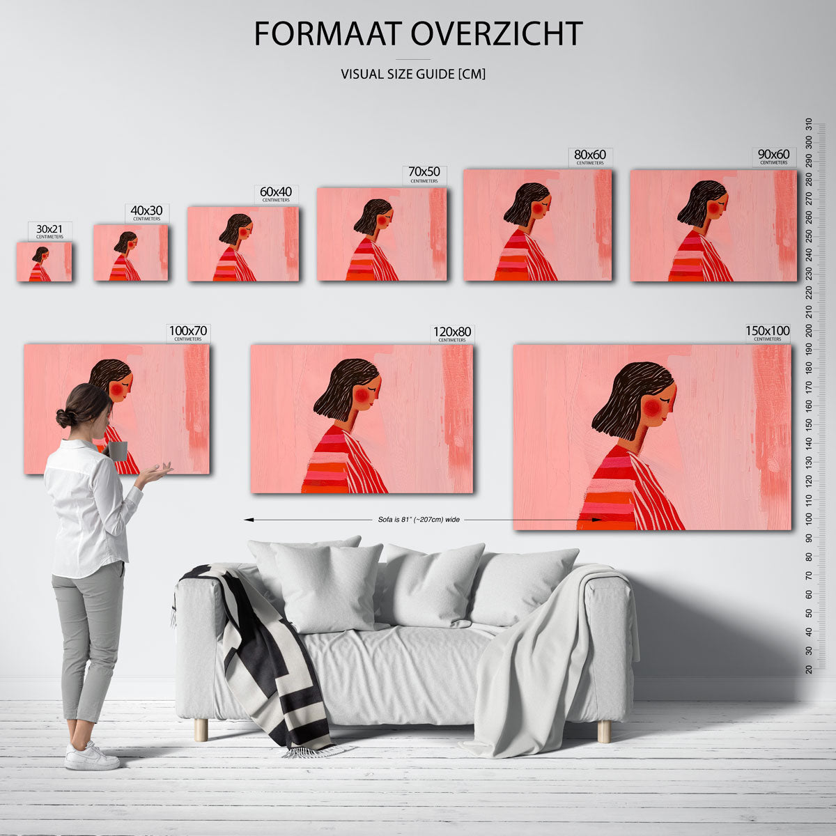 Vrouw met gestreepte trui Poster