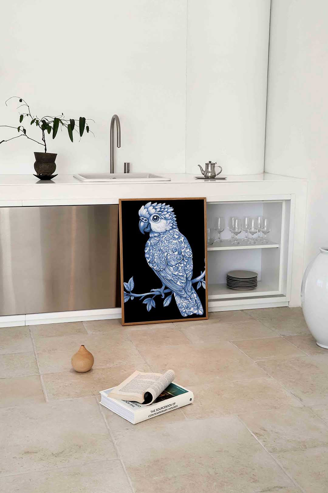 Papegaai met bloemen Poster