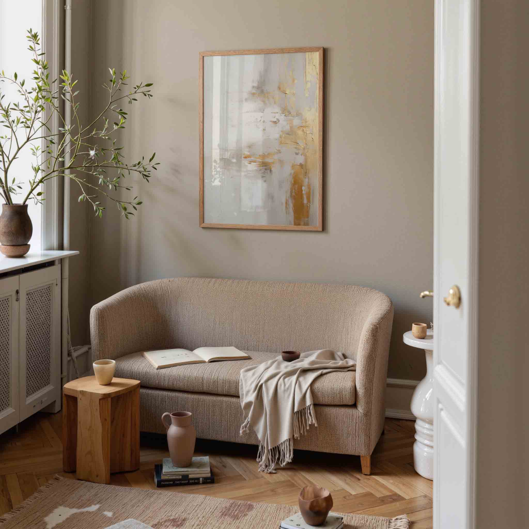 Goud en wit abstracte Poster