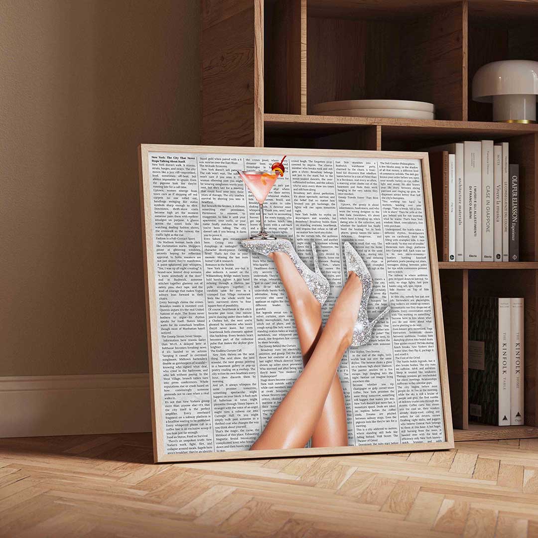 Glinsterende hakken en cocktail Poster
