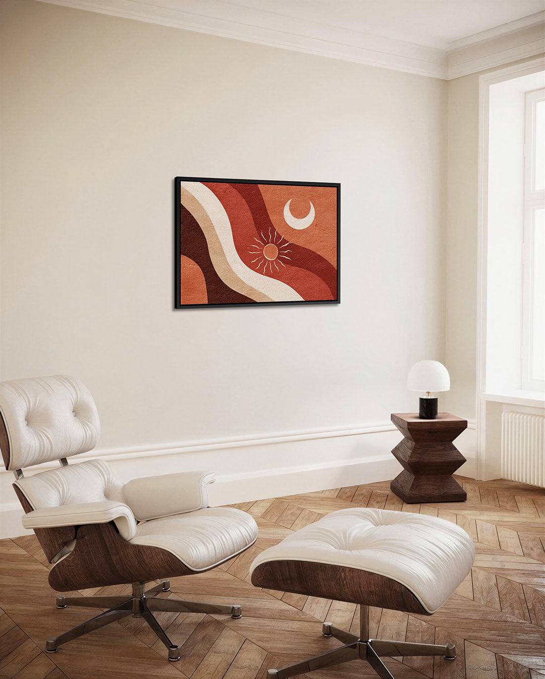 Golvende zon en maan Kunstwerk