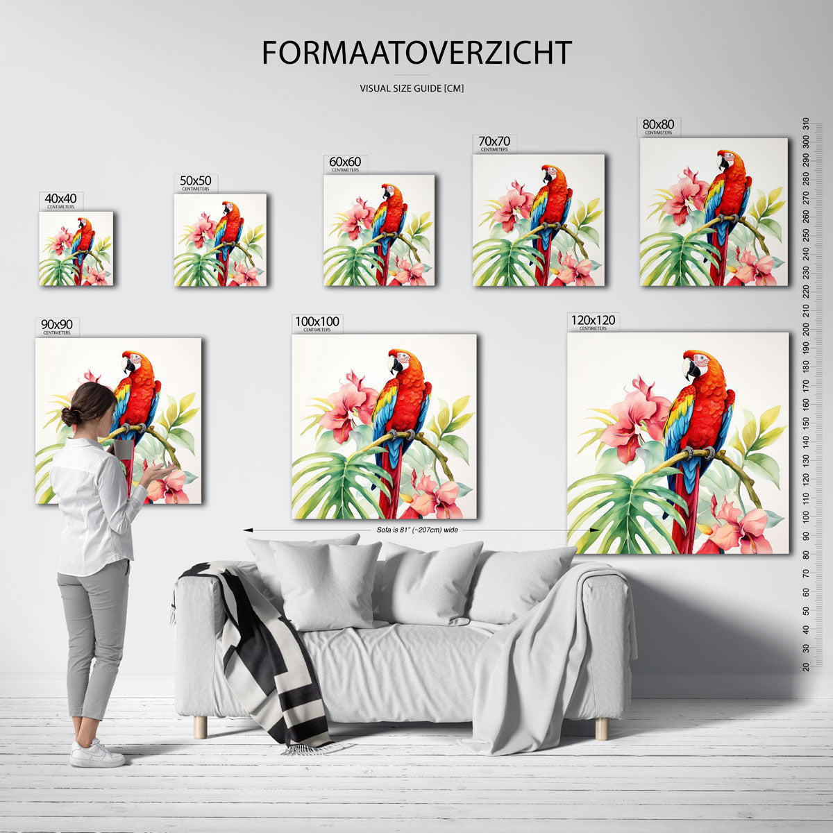 Papegaai en bloemen Poster