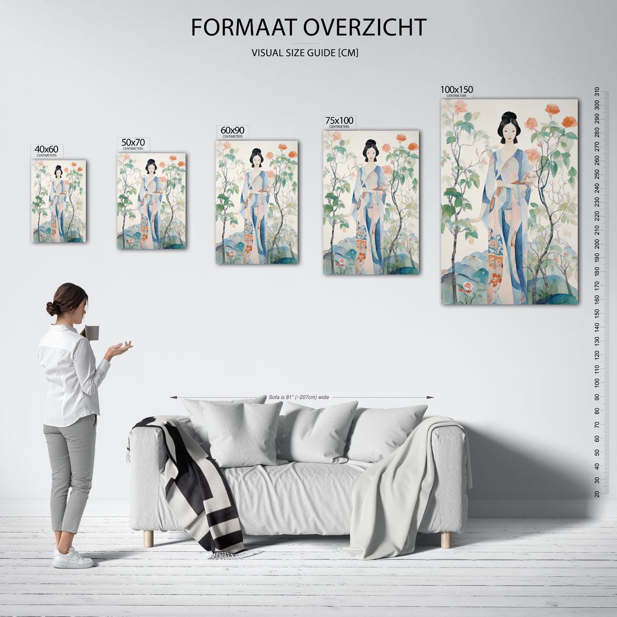 Vrouw met bloemen Kunstwerk