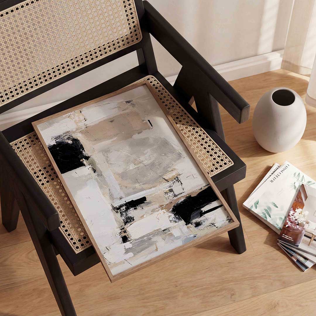 Abstracte beige en zwarte Poster